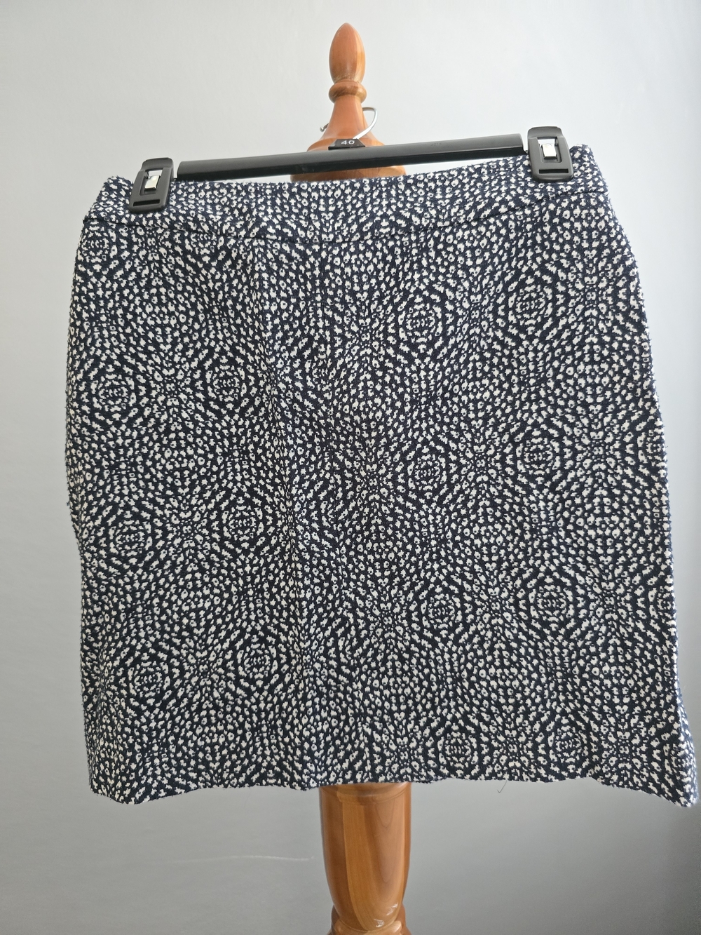 H&M Navy and White Mini Skirt with Abstract Dot Pattern